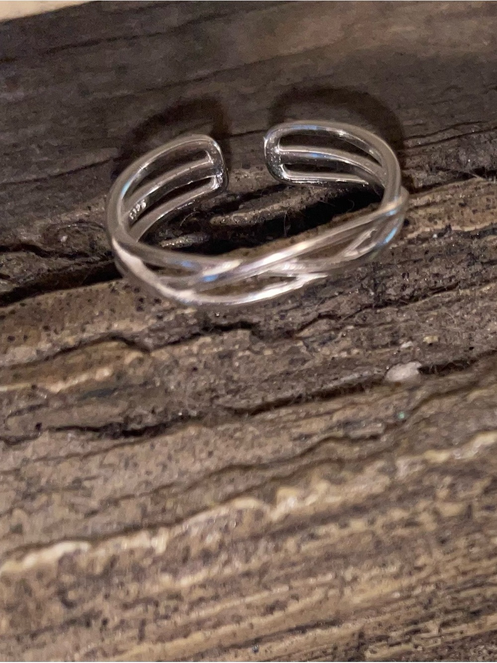 Sterling Silver Open Twist Toe/Adjustable Ring - Silver